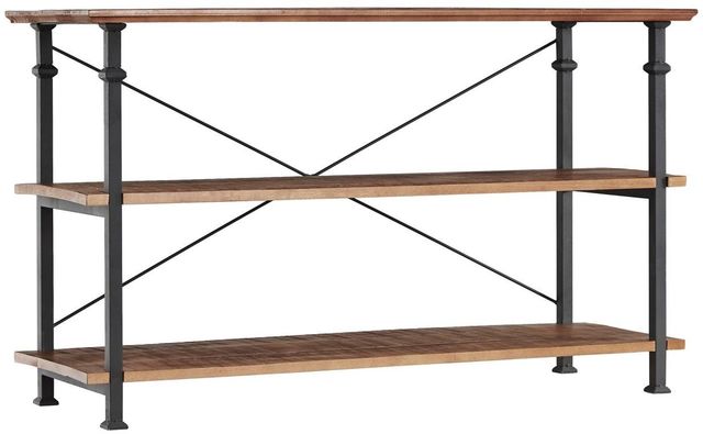 Mazin Furniture Factory Brown Sofa Table/ TV Stand with Black Metal Frame -1