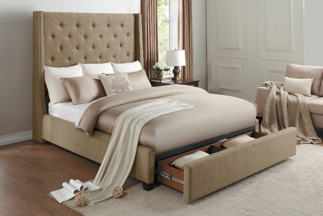 Homelegance® Fairborn Brown Upholstered Full Storage Platform Bed-1