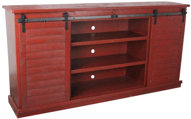 American Heartland Manufacturing Rustic Red Tall Provincial Shutter TV Stand-0