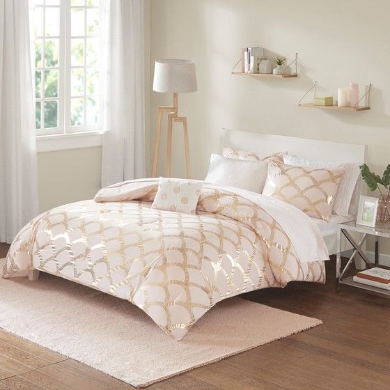 Olliix by Intelligent Design Lorna Blush Twin Extra Large Comforter and Sheet Set-0