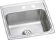 Elkay Lustertone® Classic Lustrous Satin 19-1/2" x 19" x 7-1/2" MR2-Hole Single Bowl Drop-In Sink with Perfect Drain®-0