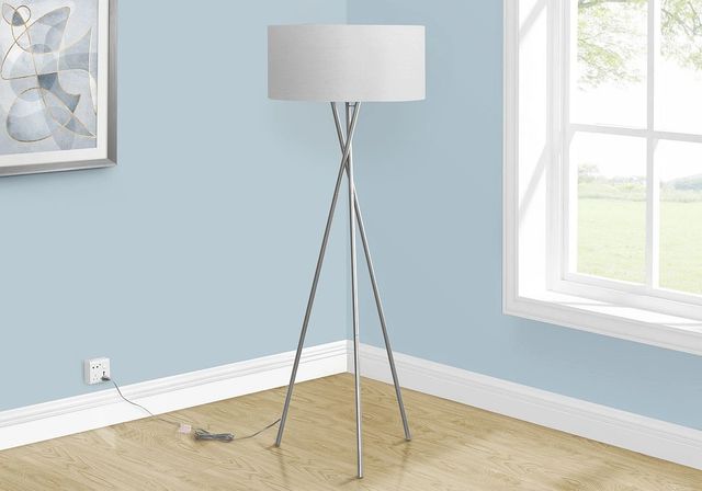 Monarch Specialties Inc. Nickel Floor Lamp with Tripod-2