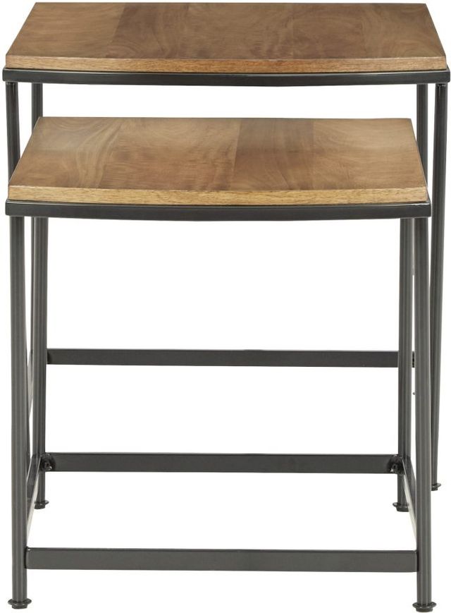 Signature Design by Ashley® Drezmoore 2-Piece Light Brown Nesting End Table Set with Black Metal Base -2