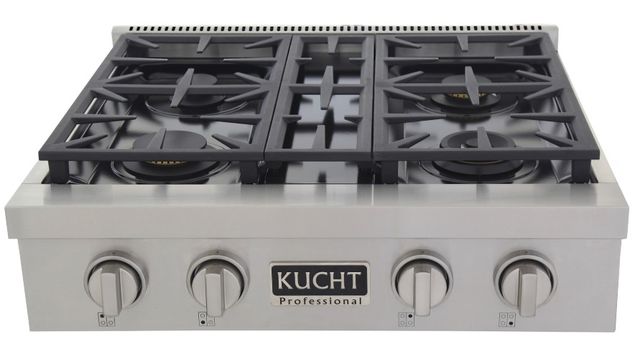 Kucht Professional KFX Series 30" Stainless Steel Propane Gas Range Top with Classic Silver Knobs-0