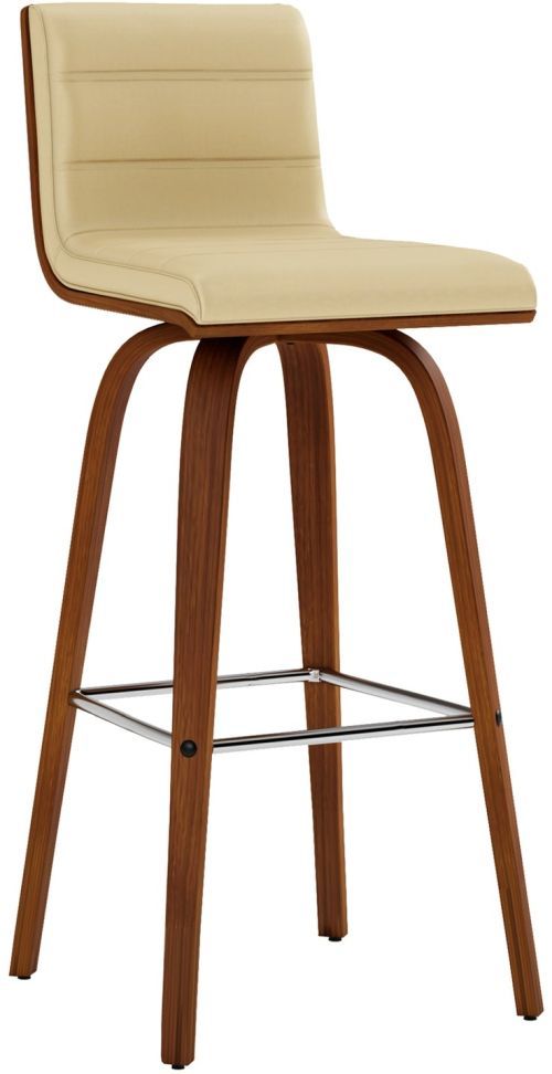 Armen Living Vienna Cream/Walnut Swivel Bar Stool-0