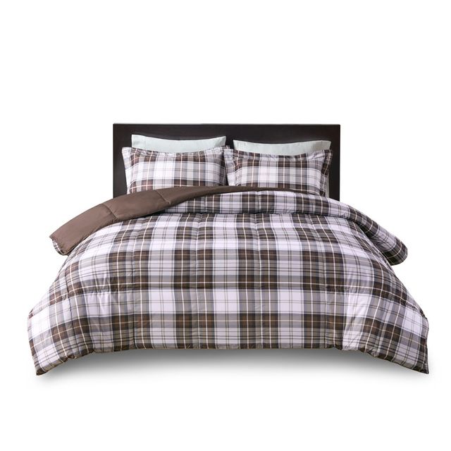 Olliix by Madison Park Essentials Parkston Brown King/California King 3M Scotchgard Down Alternative All Season Comforter Set-1