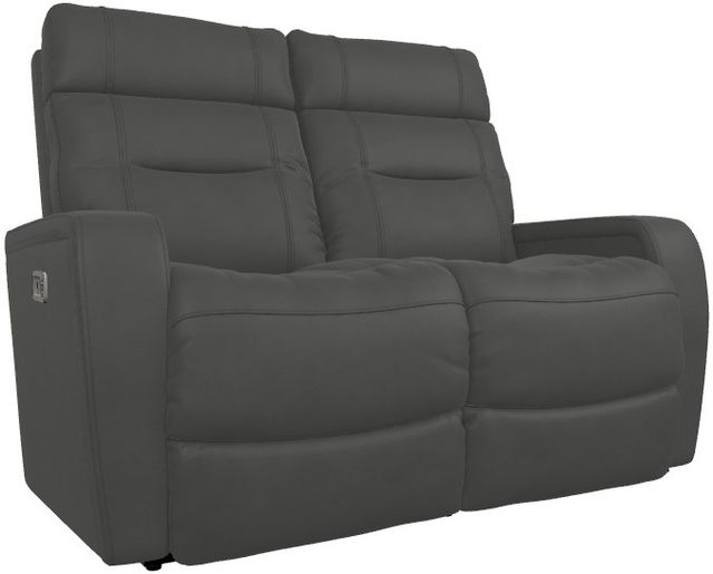 La-Z-Boy® Baron Blue Grey Leather Power Wall Reclining Loveseat with Headrest and Lumbar-0