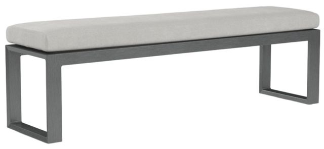 Sunset West Redondo Slate Aluminum Outdoor Dining Bench with Cast Silver Cushion-0