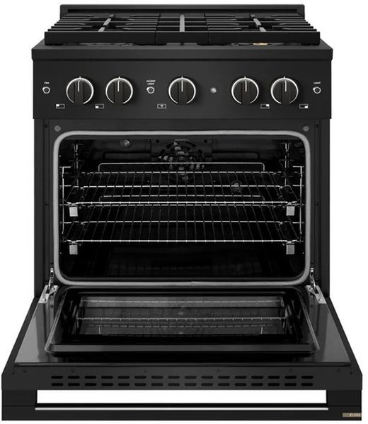 ZLINE Marino 30" Black Stainless Steel Pro Style Dual Fuel Range with 4-Burner DuoPro™ Cooktop and Electric Convection Oven-1