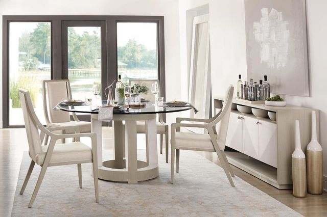 Bernhardt Axiom Beige/Linear Gray Upholstered Dining Arm Chair-1