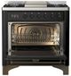 Ilve® Majestic III 36" Glossy Black Pro Style Dual Fuel Liquid Propane Range with Triple Glass Door and Burnished Trim-1