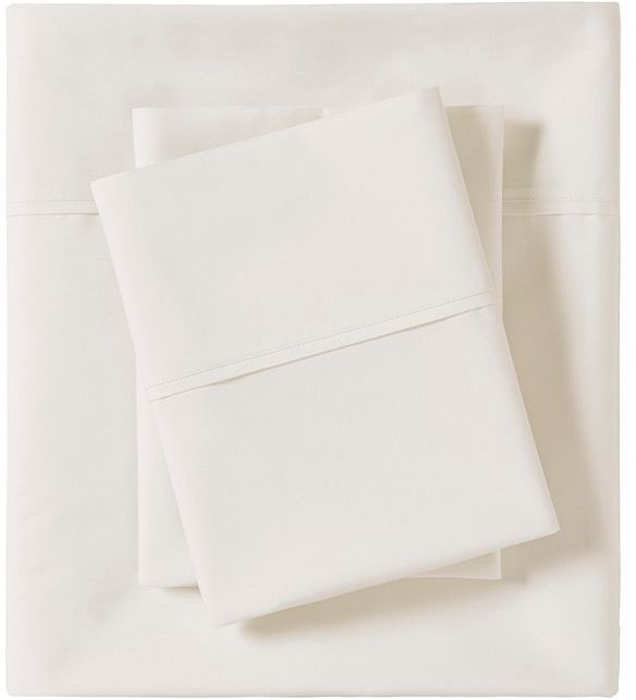 Olliix by Madison Park Ivory Twin Peached Percale Cotton Sheet Set-0