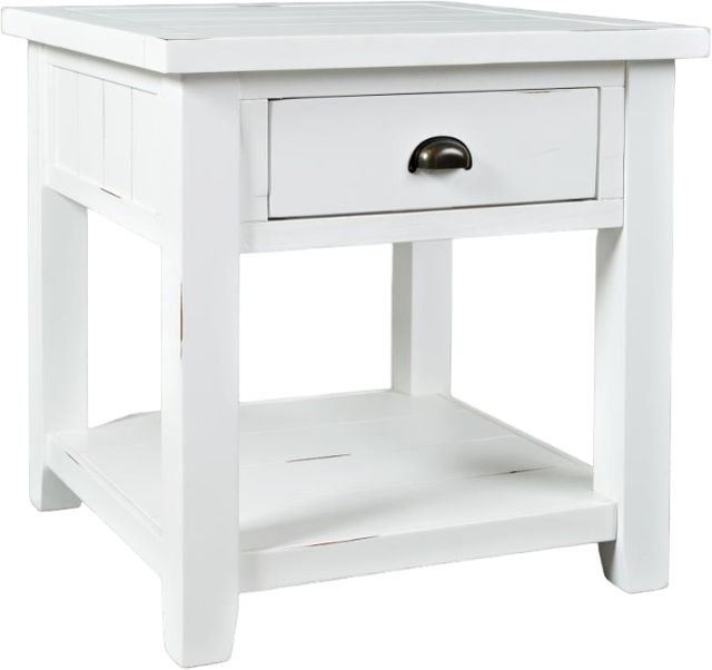 Jofran Inc. Artisan's Craft Distressed Weathered White End Table-0