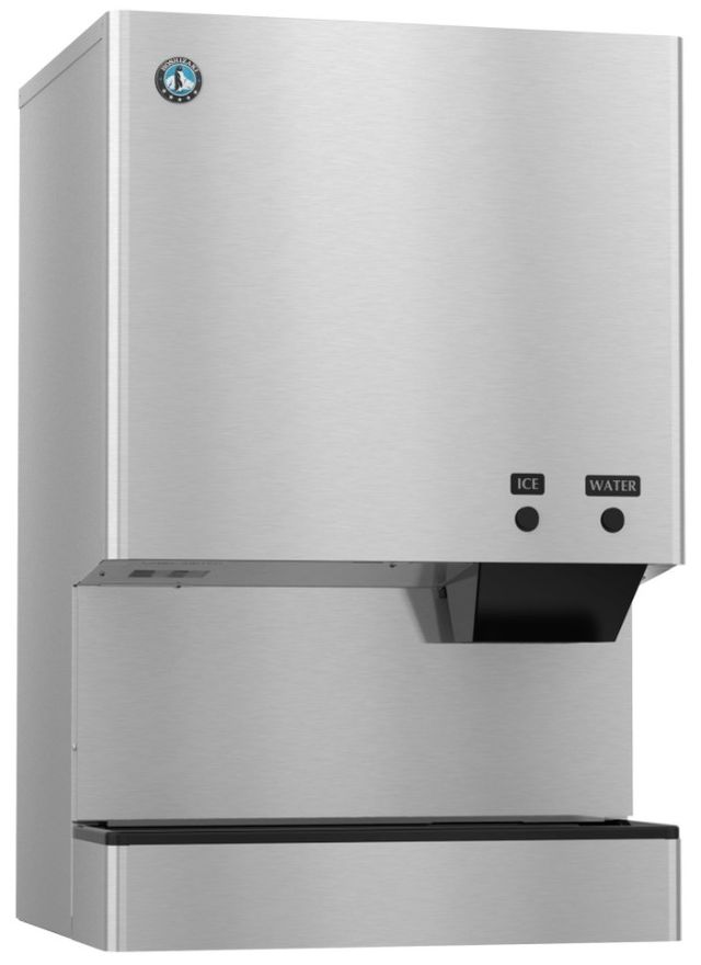 Hoshizaki 26" 590 lb. Stainless Steel Water-Cooled Icemaker and Water Dispenser with Built In Storage Bin -0