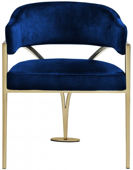 Meridian Furniture Madelyn Navy/Brushed Brass Velvet Dining Chair-1