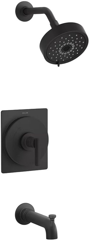 KOHLER® Castia™ by Studio McGee Rite-Temp® Matte Black 1.75 GPM Bath and Shower Trim Kit-0