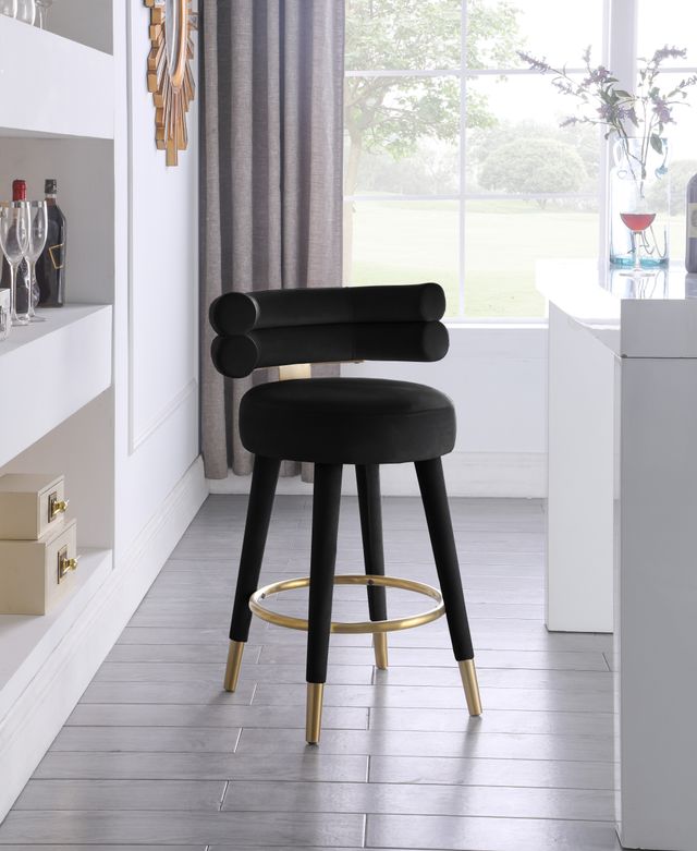 Meridian Furniture Fitzroy 2-Piece Black Velvet Counter Stools-1