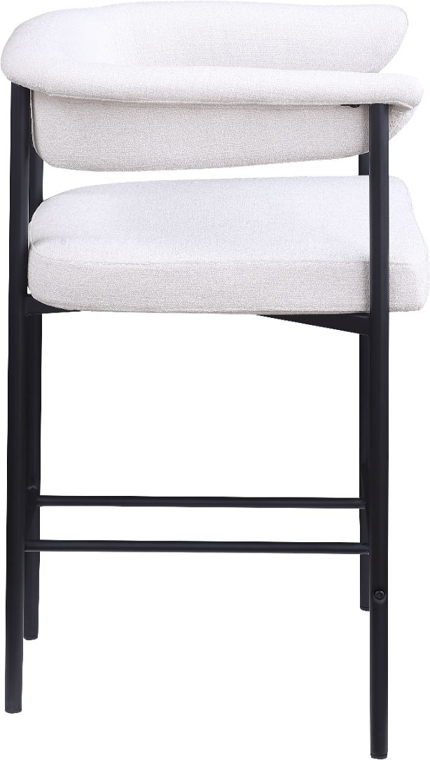 Meridian Furniture Malin Cream/Matte Black Upholstered Counter Stool-2