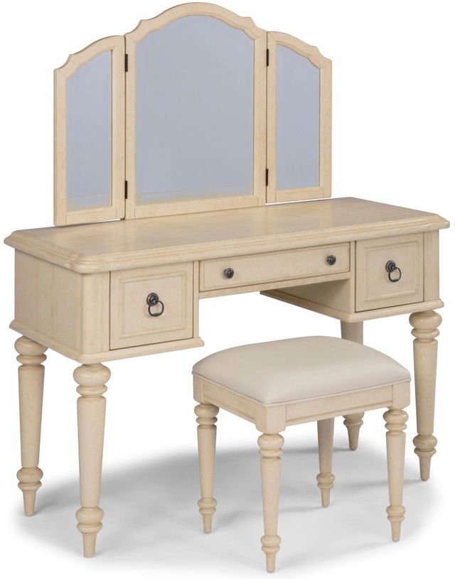 homestyles® Provence Antiqued White Vanity and Bench-4