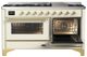 Ilve® Majestic III 60" Antique White Pro Style Dual Fuel Liquid Propane Range with Triple Glass Door and Brass Trim-4