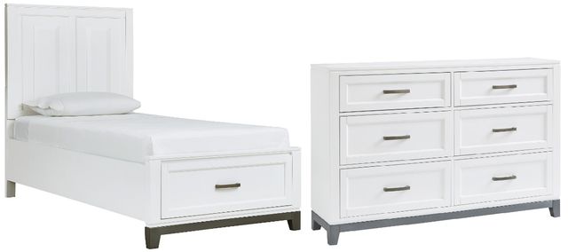 Benchcraft® Brynburg 2-Piece White Twin Youth Storage Panel Bed Set-0