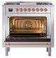 Ilve® Nostalgie II Noblesse 36'' Stainless Steel Pro Style Dual Fuel Range with Copper Trim-1