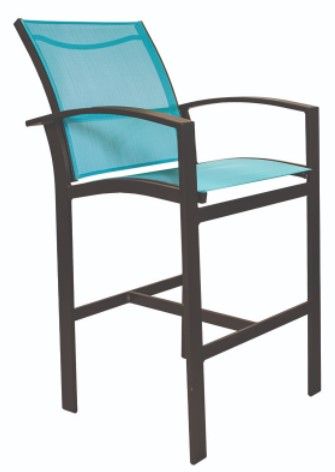 Lane Venture® Capstone Sling Dark Brown/Light Blue Stationary Counter Stool-0