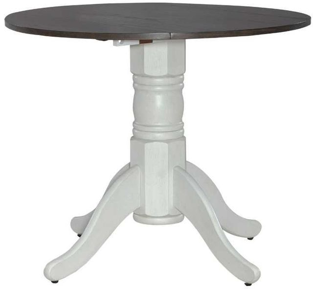 Liberty Furniture Brook Bay Carbon Gray Drop Leaf Table with Textured White Base-0