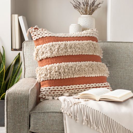 Surya Helena Burnt Orange 18"x18" Toss Pillow with Down Insert-4