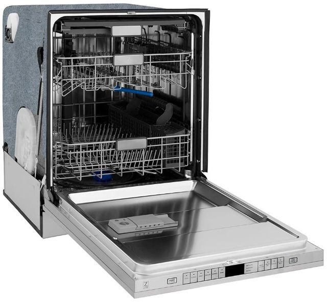 ZLINE Autograph Edition Monument 24" Stainless Steel Top Touch Control 3rd Rack Dishwasher with Auto Door Open Drying and Polished Nickel Helix Handle-2
