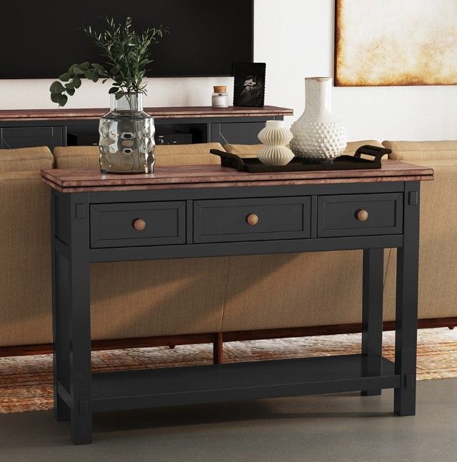A-America® Stormy Ridge Chickory Top Sofa Table with Slate Black Base-1