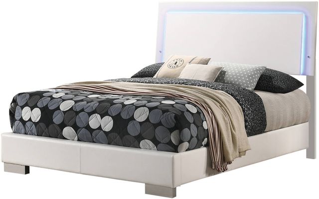 Coaster® Felicity 4-Piece Glossy White Full Panel Bedroom Set with LED Lighting-1