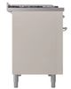 Ilve® Nostalgie II Noblesse 48'' Antique White Pro Style Dual Fuel Range with Chrome Trim-2