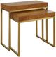 Uttermost® Burl-esque Brown 2-Piece Nesting Table with Brushed Brass Frame-0