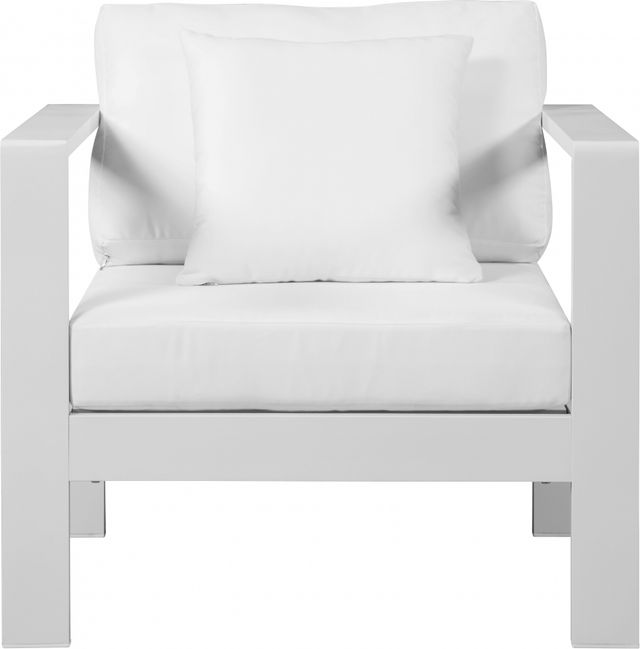 Meridian Furniture Nizuc White Waterproof Fabric Outdoor Patio Aluminum Arm Chair-3