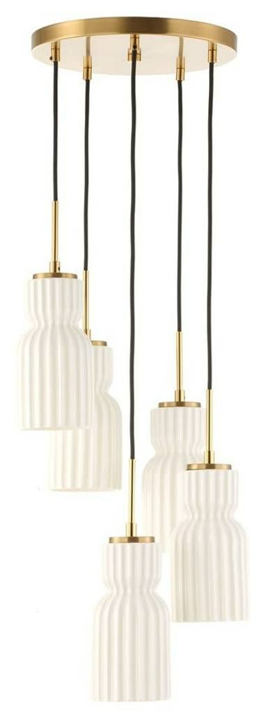 Uttermost® Vanier Warm Brass/White 5-Light Cluster Pendant-2