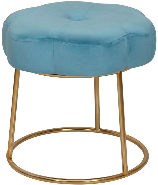 Linon Flower Blue Vanity Stool-3