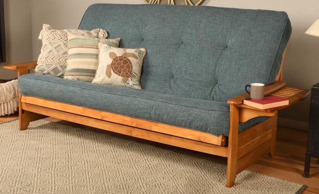 Kodiak Furniture Phoenix Linen Aqua/Butternut Queen Futon with Mattress-1