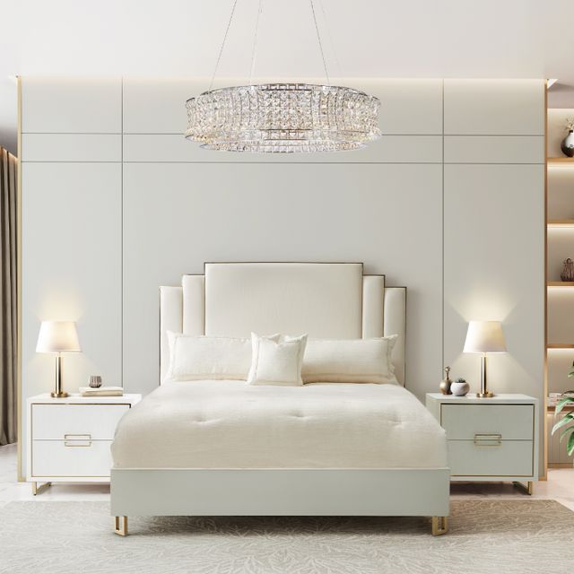 Michael Amini® Palm Gate Cloud White Upholstered Eastern King Platform Bed-1