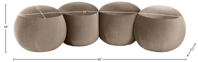 Meridian Furniture Apollo Taupe 65" Velvet Upholstered Bench-4