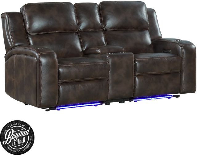 Intercon Silhouette Bolero Coffee Dual-Power Loveseat -1