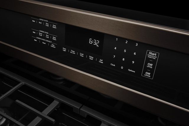 KitchenAid® 30" Black Stainless Steel with PrintShield™ Finish Freestanding Gas Double Convection Range-5