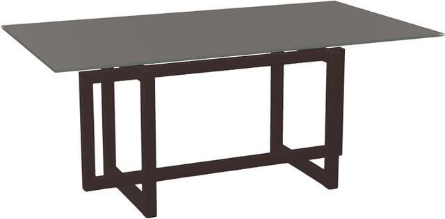 Amisco Customizable Ezra Taupe Glass Rectangular Dining Table Top with Metal Base-2