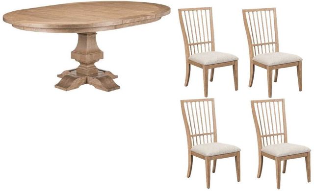 Liberty Furniture Haven Hills 5-Piece Camel Beige/Sand Pedestal Table Set-0