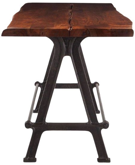 Home Trends & Design Industrial Loft Antique Zinc/Walnut Gathering Table-2