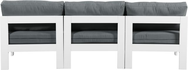 Meridian Furniture Nizuc 3-Piece Gray/White Aluminum/Fabric Outdoor Patio Armless Modular Sofa-3