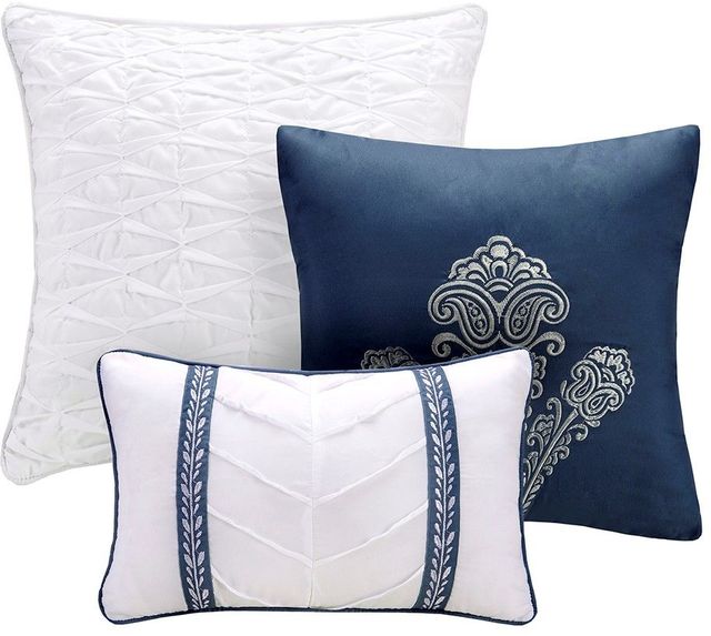 Olliix by Madison Park 6 Piece Navy King/California King Rachel Reversible Quilted Coverlet Set-2
