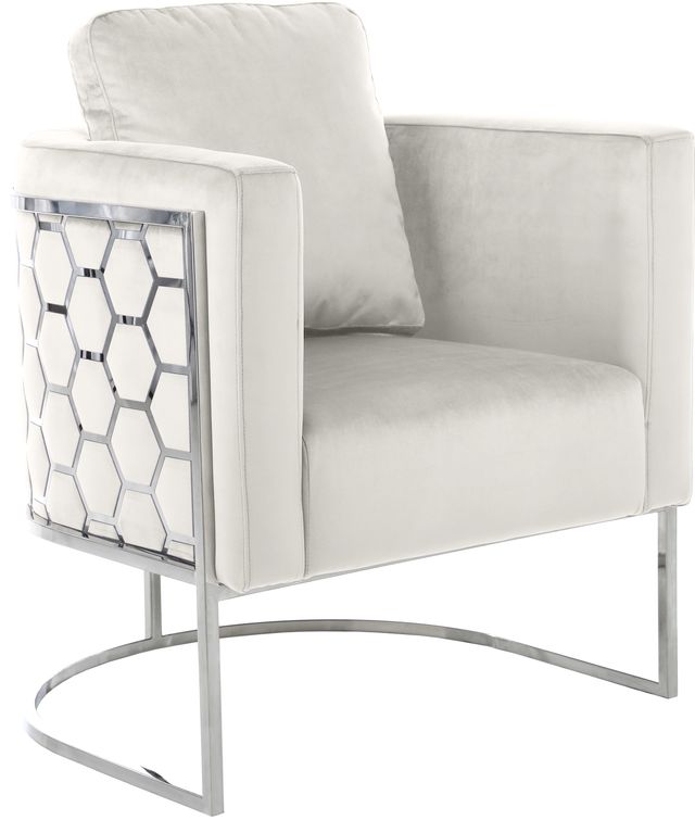 Meridian Furniture Casa Cream/Chrome Velvet Chair-0