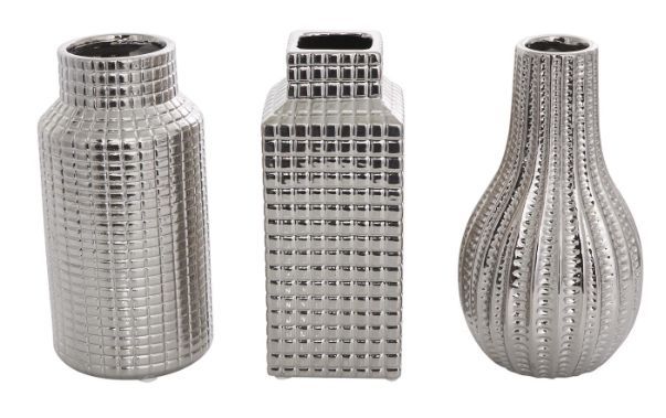 Deco Marche 3-Piece Silver Vase Set-0