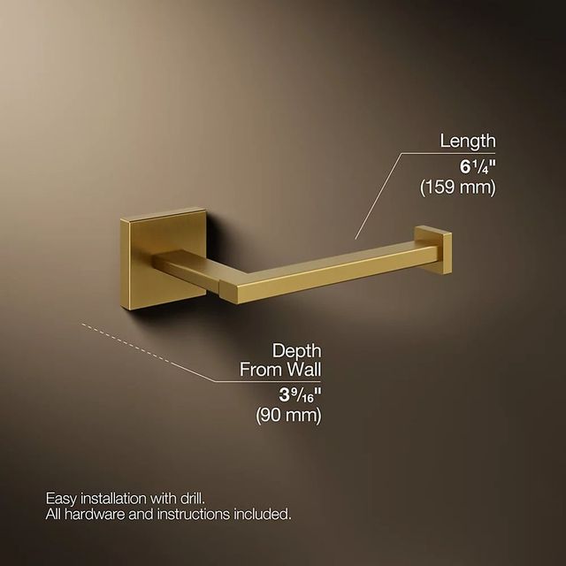 KOHLER® Square Vibrant Brushed Moderne Brass Toilet Paper Holder-2